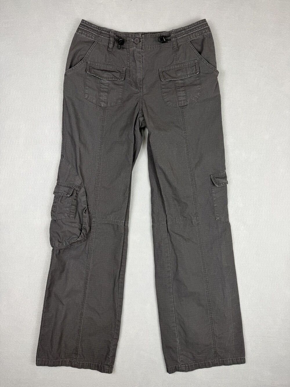 Brandy Melville Kim Cargo Pants Gray Wide Leg Low Rise Y2K One Size
